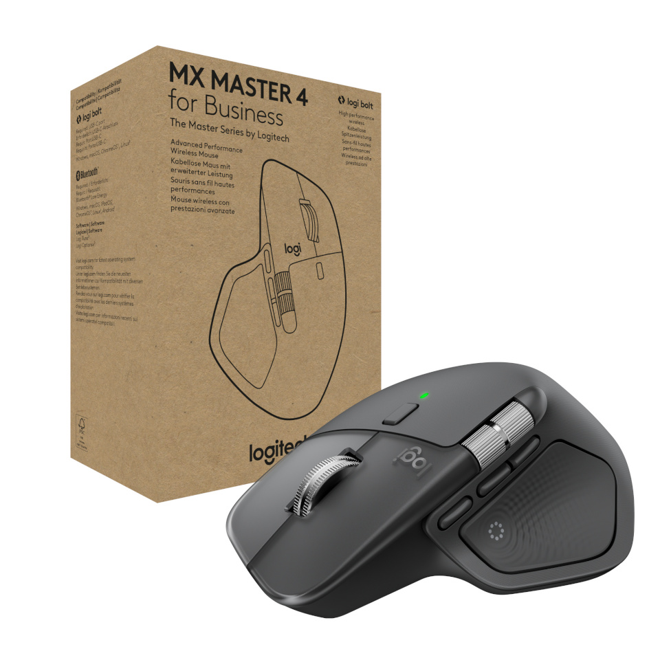 Logitech hiir Logitech MX Master 4 for Business Mouse - Wireless + Bluetooth, 8000 DPI, Graphite |