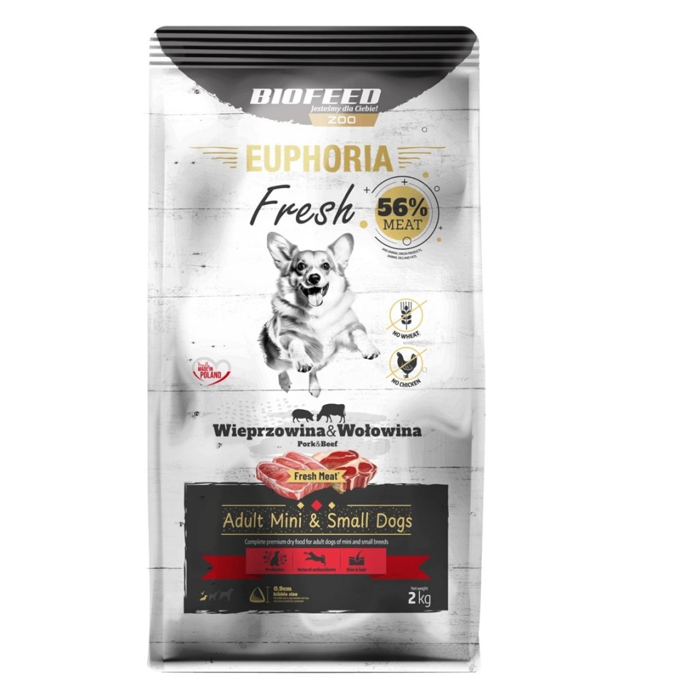 Biofeed kuivtoit koerale Euphoria Fresh Adult Mini & Small Pork with Beef, 2kg