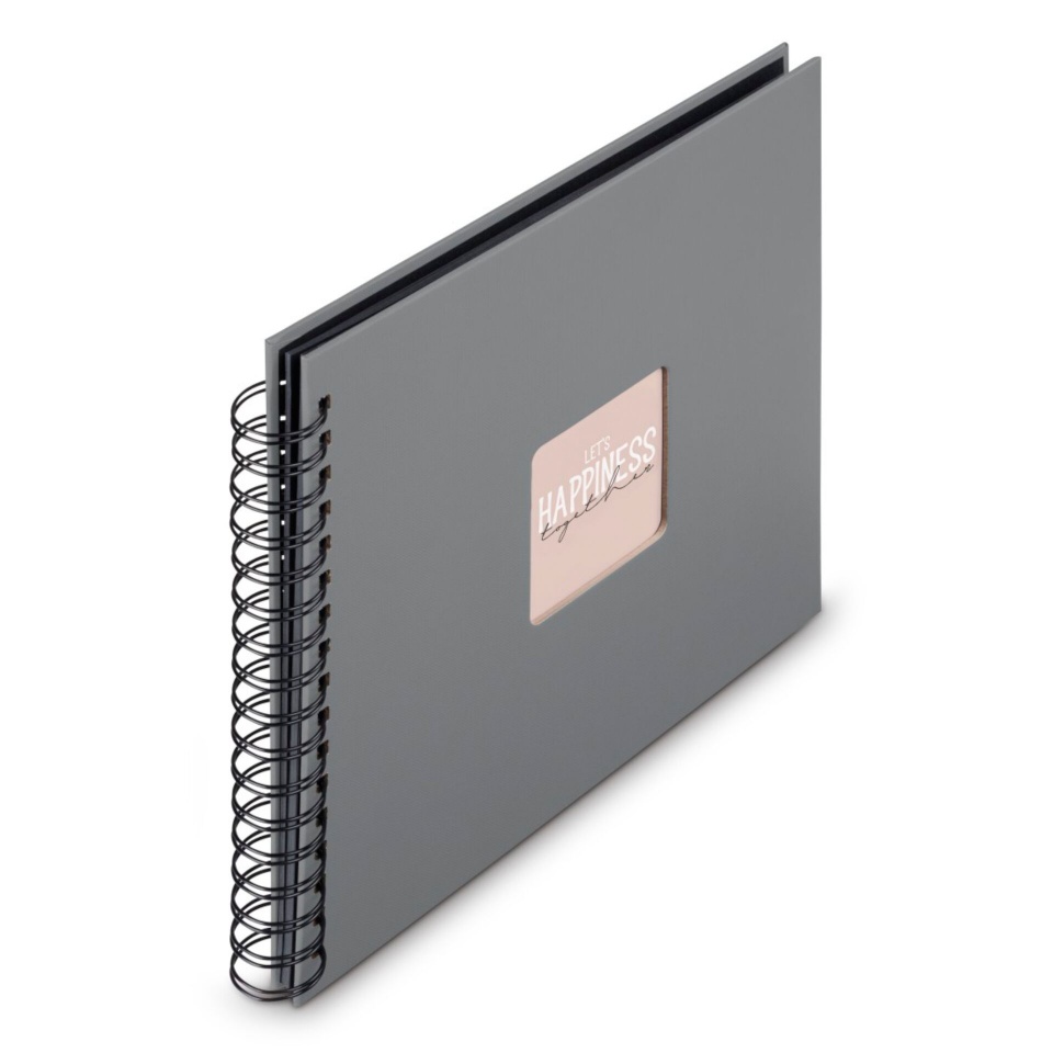 Hama fotoalbum Fine Art Spiral Steingrau 28x24 50 schwarze Seiten 9840