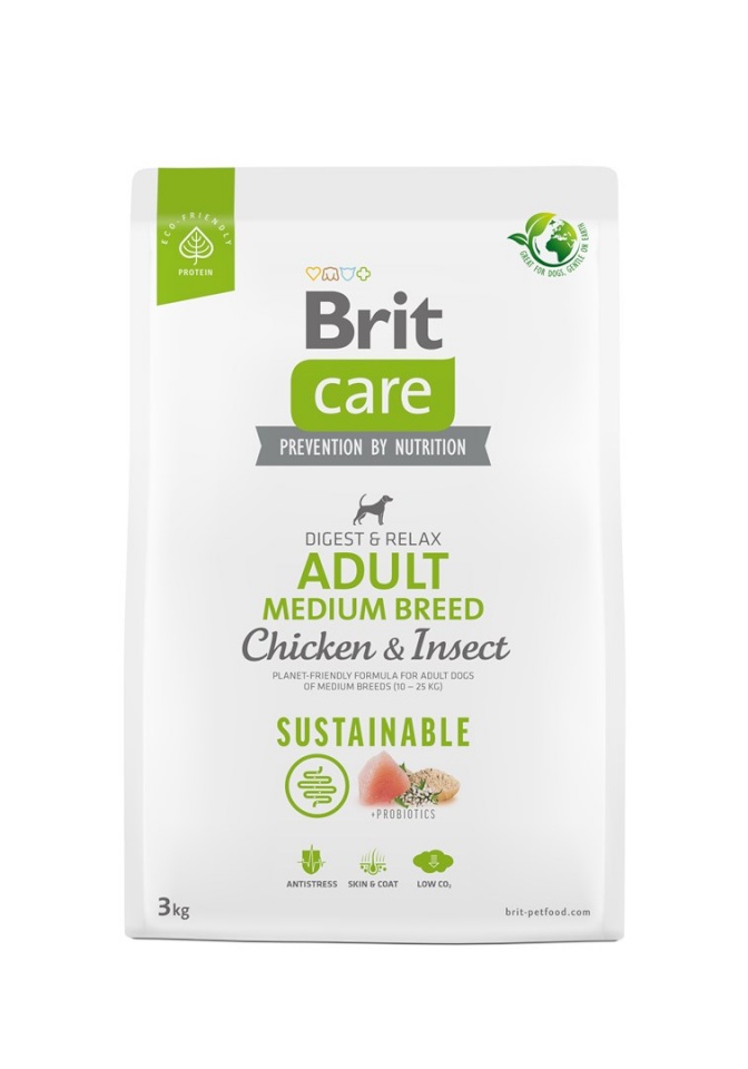 Brit kuivtoit koerale Care Dog Sustainable Adult Medium Breed Chicken & Insect - Dry Dog Food- 3kg