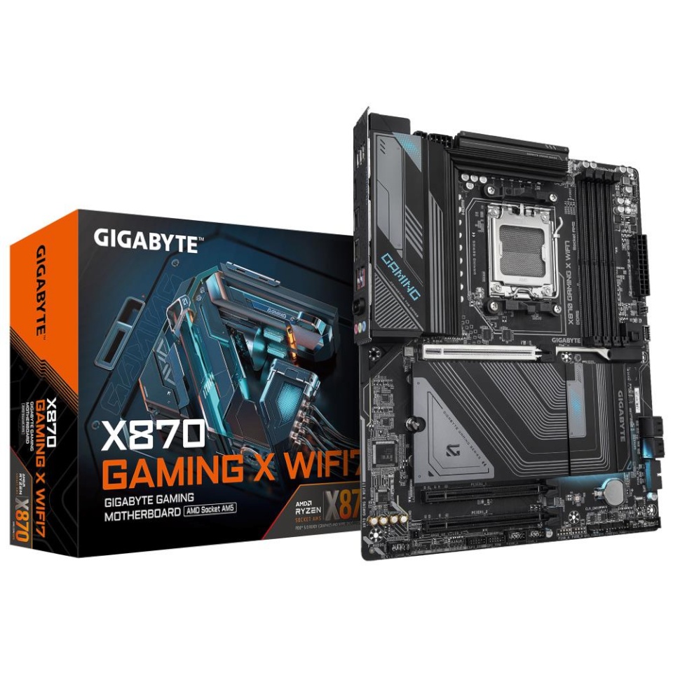 Gigabyte emaplaat AMD X870 sam5 ATX memory Ddr5 memory Slots 4 2xPSIe 3.0 1x 1xPSIe 5.0 16x 3xm.2 1xhdmi 4xusb 2.0 4xusb 3.2 2xusb-c 1xrj45 3xaudio Port x870gamingxwifi71.1