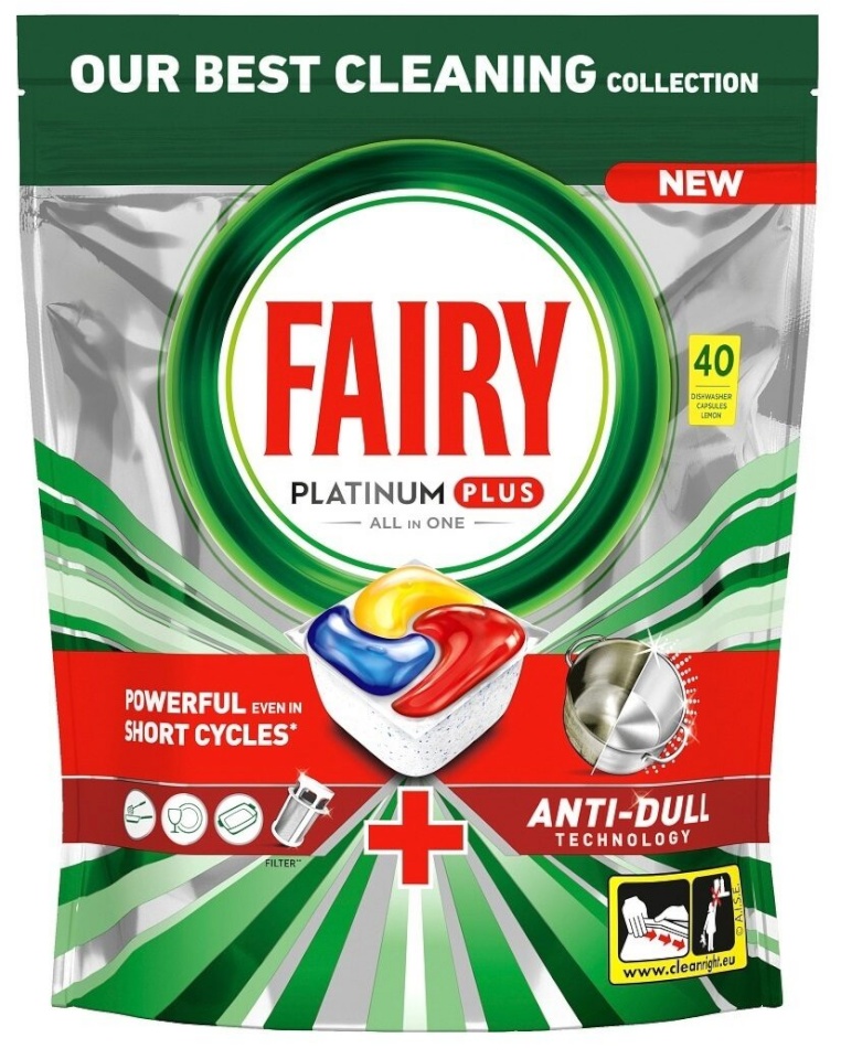 Fairy nõudepesumasina tabletid Platinum Plus All in One Lemon, 40tk