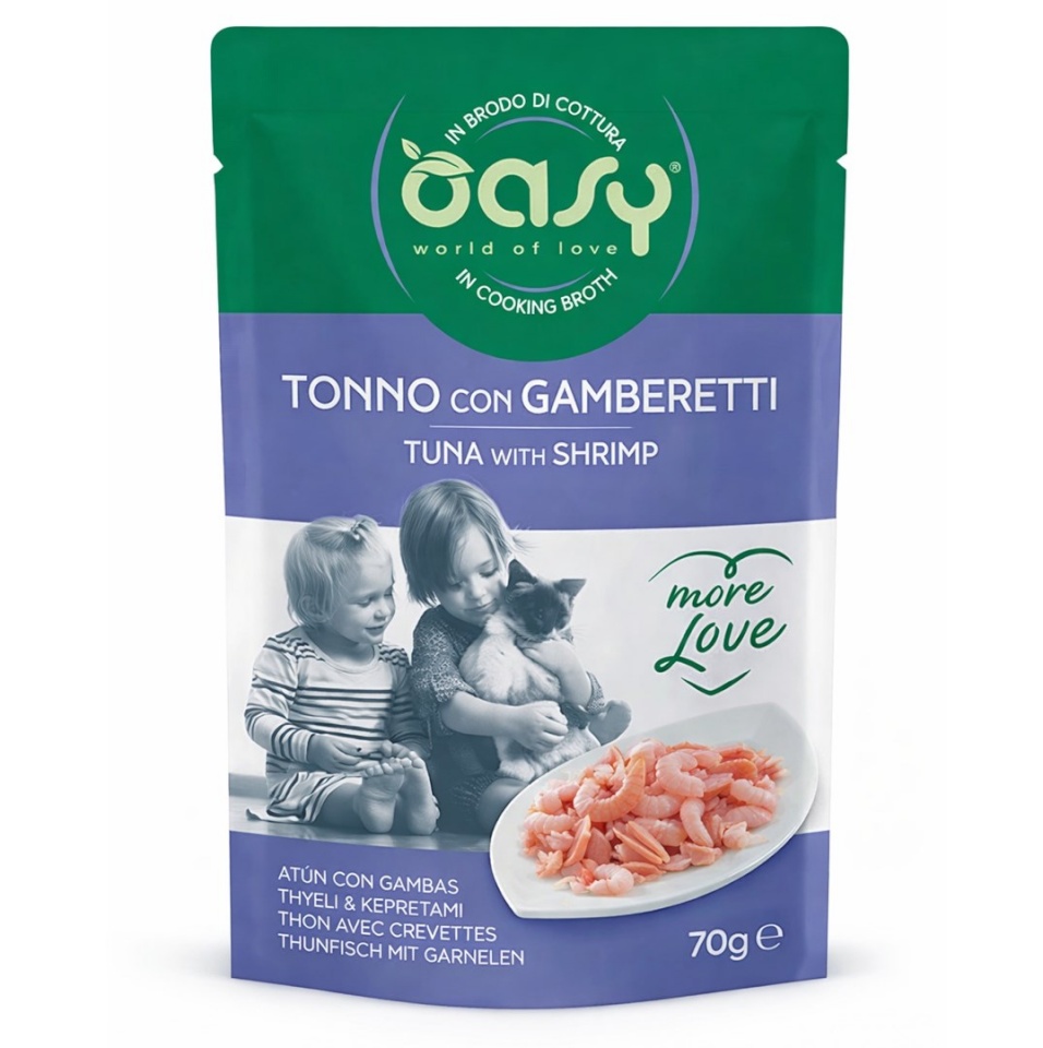 Oasy kassitoit More Love Tuna with Shrimp, 70g