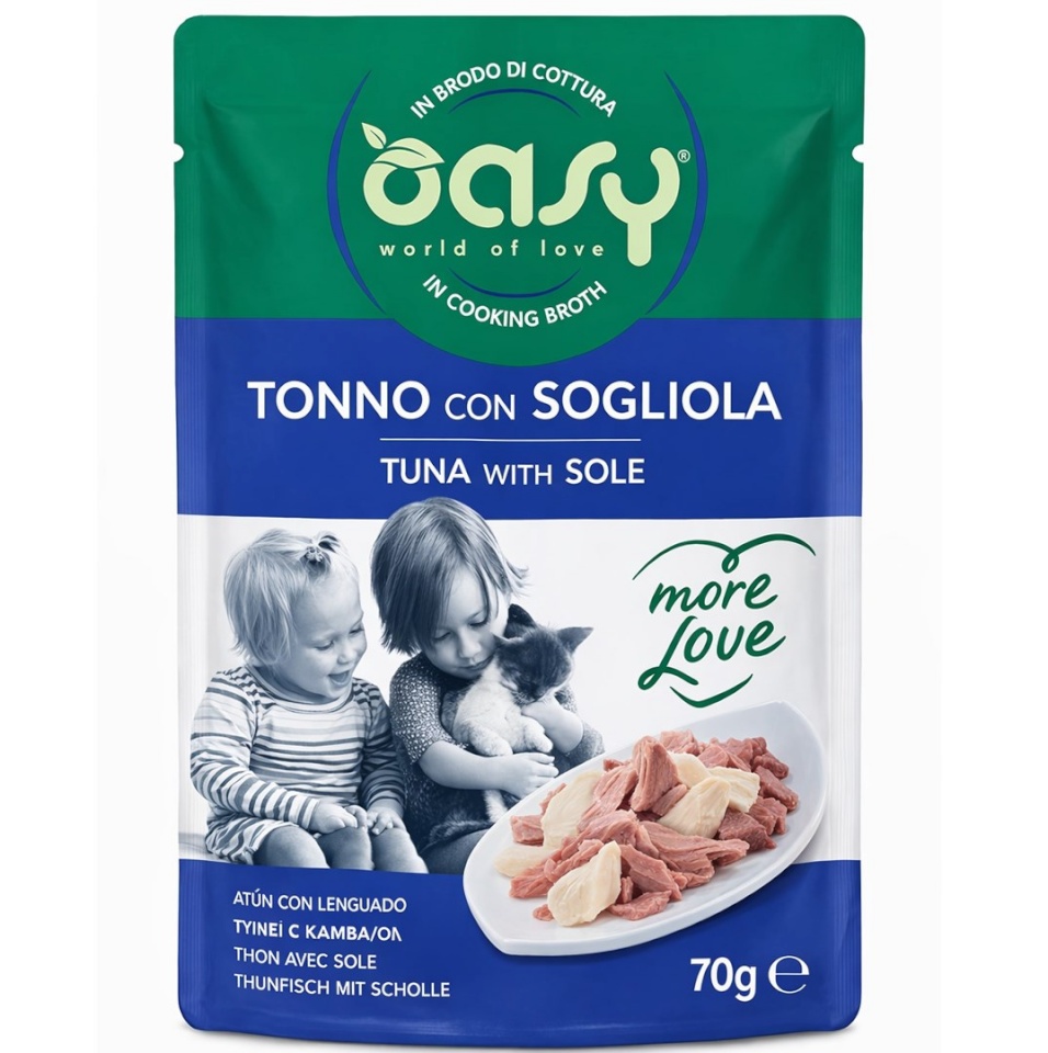 Oasy kassitoit More Love Tuna with Sole, 70g