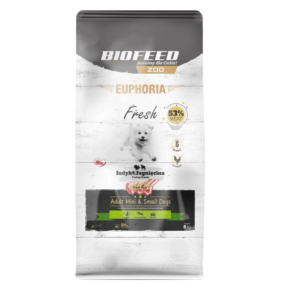 Biofeed kuivtoit koerale Euphoria Fresh Adult Mini & Small Turkey with Lamb, 8kg