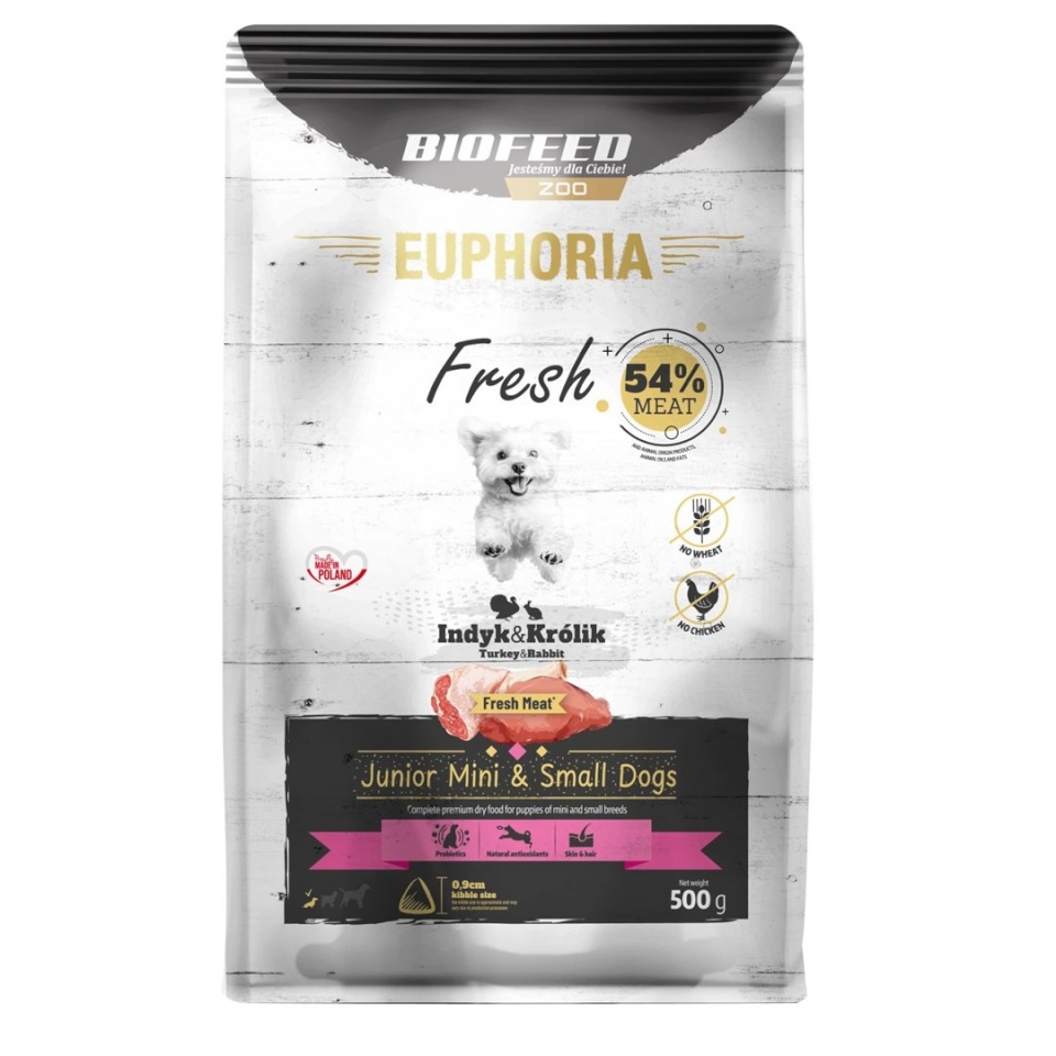 Biofeed kuivtoit koerale Euphoria Fresh Junior Turkey with Lamb XS/S, 500g