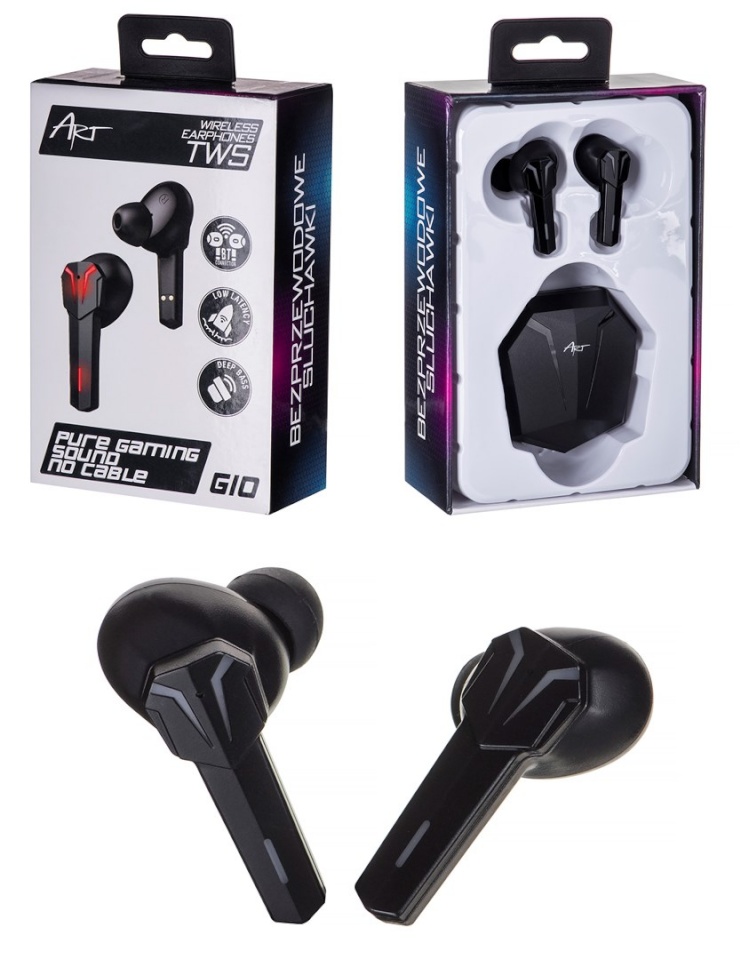 ART kõrvaklapid Słuchwki BT TWS USB-C GAMING, must