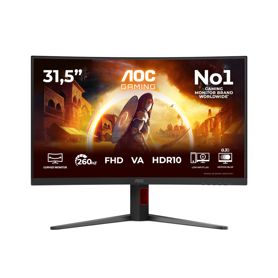 AOC monitor 81,3cm (31,5") C32G4Z 16:09 HDMI+DP+USB Curved Bl/punane