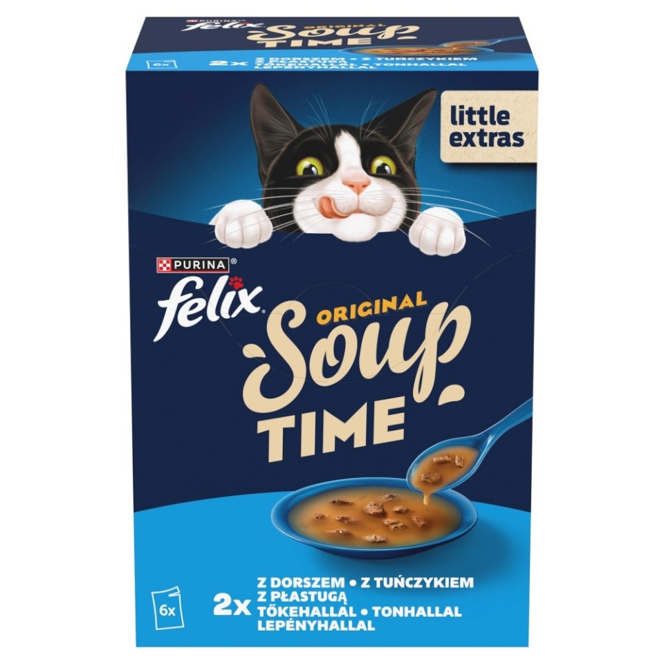 Purina Nestle kassitoit Felix Original Soup Time Box Fish, 6x48g