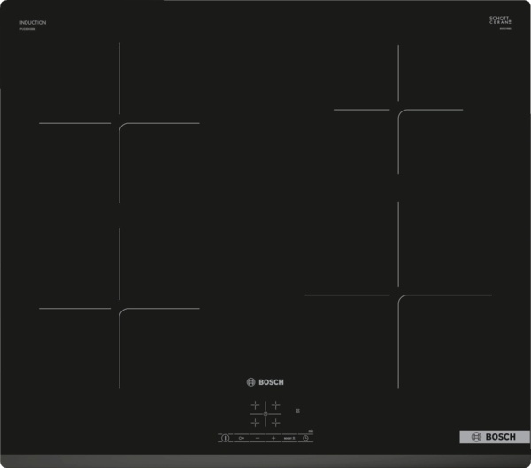 Bosch integreeritav induktsioonplaat Hob PUE63KBB6E Induction, Number of burners/cooking zones 4, Touch, Timer, must