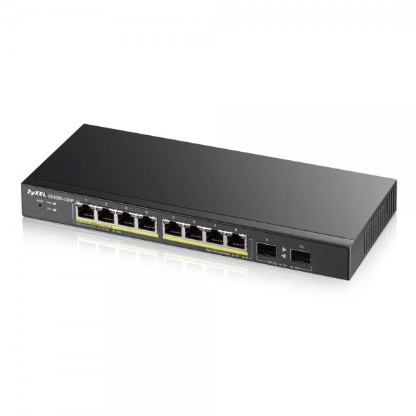 Zyxel switch GS1900-8HP v3, PoE, Managed L2 Gigabit Ethernet, must