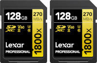 Lexar mälukaart SDXC 128GB Professional 1800x UHS-II U3 V60 R270/W180, 2tk
