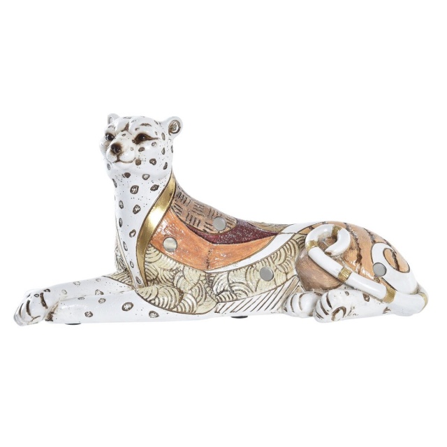 DKD Home Decor dekoratiivkuju valge oranž Leopard Koloniaalne 24x10x12cm