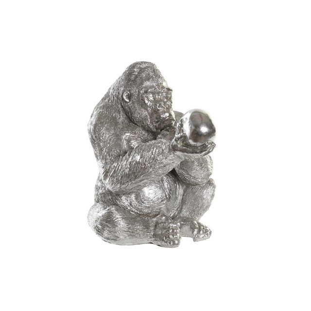 DKD Home Decor dekoratiivkuju Hõbedane Vaik Gorilla 38,5x33x43,5cm