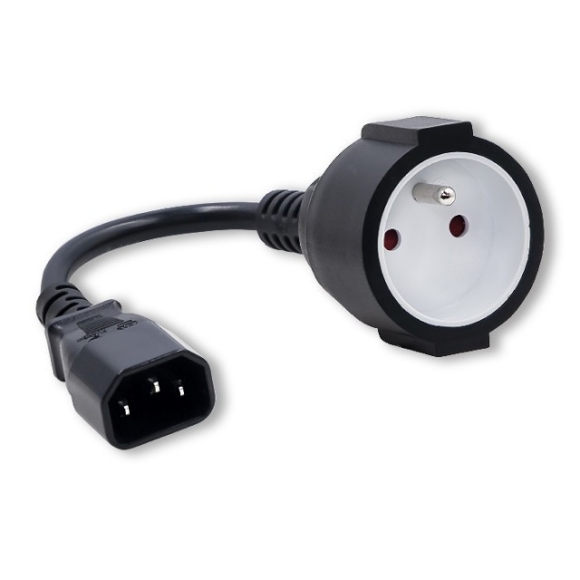 Qoltec adapter IEC 320, C14 to French power plug, Prantsuse standardiga otsik, must