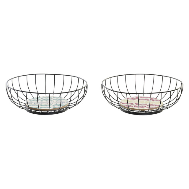 DKD Home Decor Puuviljakauss sinine türkiissinine Metall Puit MDF 28x28x11cm 2 Ühikut