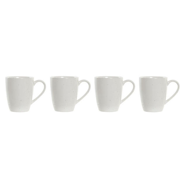 DKD Home Decor suurte tasside komplekt 4-osaline naturaalne Kummipuu valge 300ml Keraamika