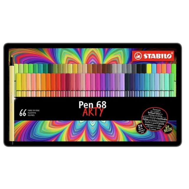 Stabilo tindipliiats Pen 68 ARTY, 66 osa, metallkarbis