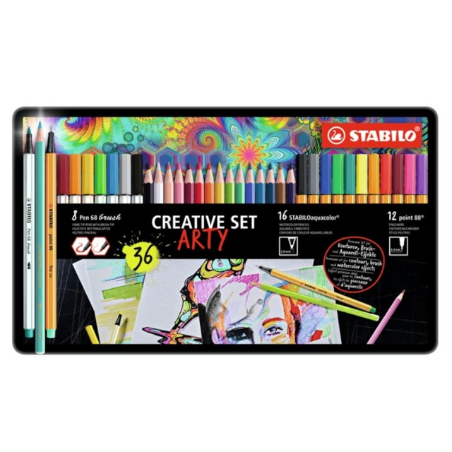 Stabilo komplekt ARTY, 36 osa, metallkarbis