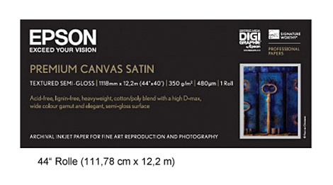Epson fotopaber Premium Satin Canvas, 44", 350g/m2, 111,78cm x 12,2m, 1 rull