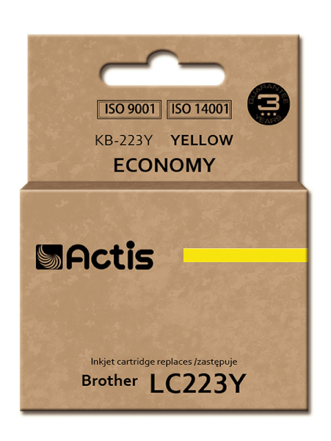 Actis tindikassett KB-223Y, Ink for Brother(LC223Y), Standard, 10ml, kollane