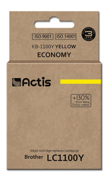 Actis tindikassett KB-1100Y, Ink for Brother(LC1100Y/LC980Y), Standard, 19ml, kollane