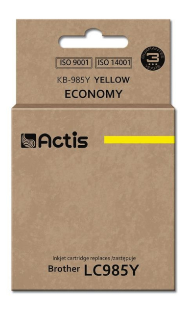 Actis tindikassett KB-985Y, Ink for Brother(LC985Y), Standard, 19.5ml, kollane