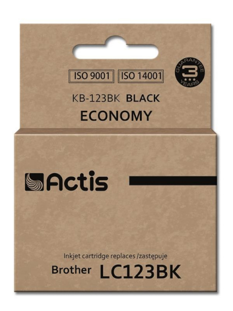 Actis tindikassett KB-123Bk, Ink for Brother(LC123BK/LC121BK), Standard, 10ml, must