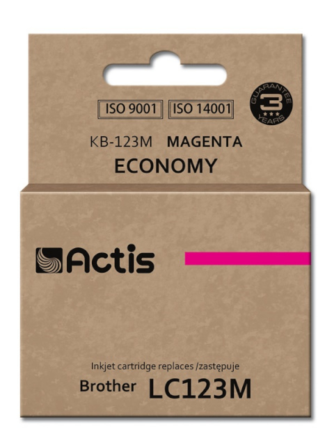 Actis tindikassett KB-123M, Ink for Brother(LC123M/LC121M), Standard, 10ml, magenta
