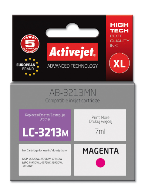 Activejet tindikassett AB-3213MN, Ink for Brother LC3213M, Supreme, 7ml, magenta