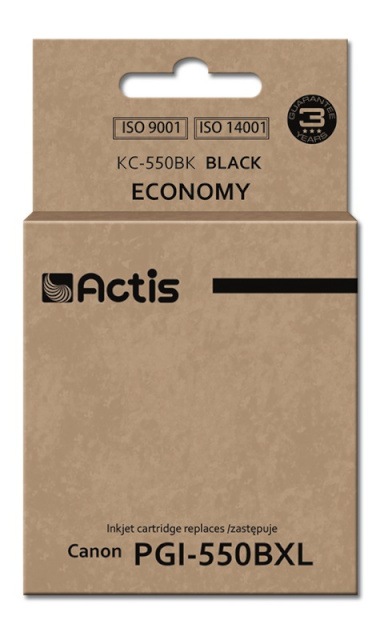 Actis tindikassett KC-550Bk, Ink for Canon(PGI-550Bk), Standard, With Chip, 23ml, must