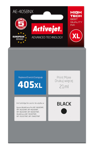 Activejet tindikassett AE-405BNX, Ink for Epson(405XL C13T05H14010), Supreme, 21ml, must
