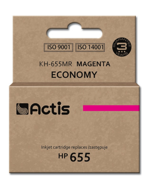 Actis tindikassett KH-655MR, Ink for HP(655 CZ111AE), Standard, 12ml, magenta