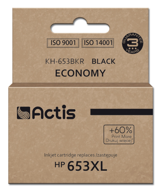Actis tindikassett KH-653BKR Ink Cartridge HP 653XL 3YM75AE, Premium, 20ml, 575 pages, must