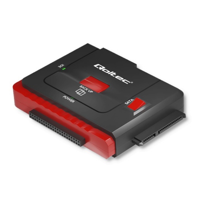 Qoltec kettaboks Adapter USB 3.0 to IDE SATA III, must/punane