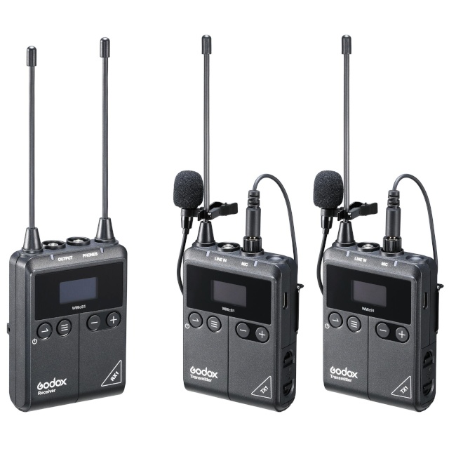 Godox juhtmevabamikrofoni süsteem WmicS1 Kit 2 UHF Lavalier Wireless System, must