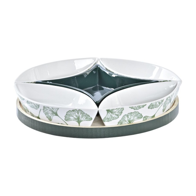 DKD Home Decor Set za Predjelo Puit 22x22x1cm Lehed roheline Keraamika