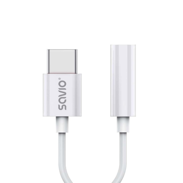Savio adapter AK-51 USB-C to Mini Jack 3,5mm, Huawei, valge