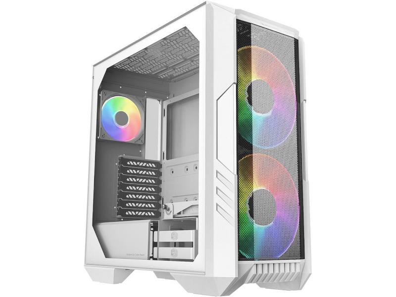 Cooler Master korpus HAF 500 Tempered Galss ATX Mid Tower Case, H500-WGNN-S00, valge