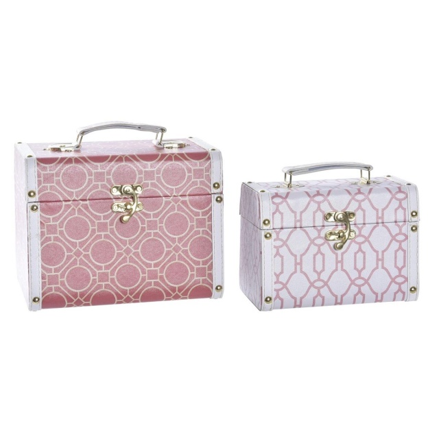 DKD Home Decor dekoratiivsete karpide komplekt Kangas Puit oranž valge 24x18x19cm 2tk