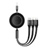 Baseus laadimiskaabel Bright Mirror 3, USB 3-in-1 cable for micro USB, USB-C, Lightning 66W, 2A 1.1m, must