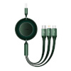 Baseus laadimiskaabel Bright Mirror 3, USB 3-in-1 cable for micro USB, USB-C, Lightning 66W, 2A 1.1m, roheline