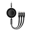 Baseus laadimiskaabel Bright Mirror 4, USB-C 3-in-1 Cable for micro USB, USB-C, Lightning 100W, 3.5A 1.1m, must