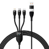 Baseus laadimiskaabel 3in1 USB Cable Flash Series 2 USB-C + micro USB + Lightning 100W 1.2m, must