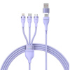 Baseus laadimiskaabel 3in1 USB Cable Flash Series 2 USB-C + micro USB + Lightning 100W 1.5m, lilla
