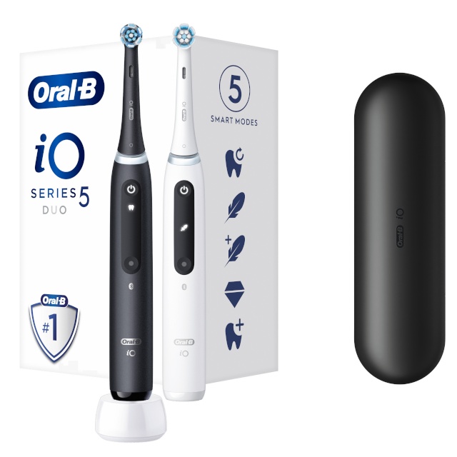 Braun elektriline hambahari Oral-B iO5 Duo Pack Matt Black + Quite White, must/valge