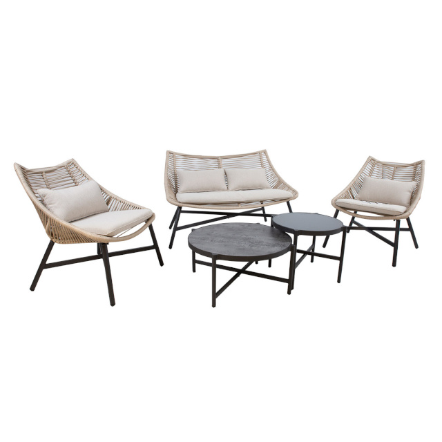 H4Y aiamööbli komplekt HELSINKI diivan, 2 tooli ja 2 lauda, beež