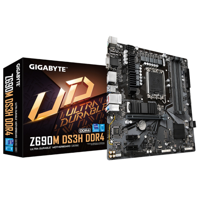 Gigabyte emaplaat Z690M DS3H, Intel, LGA1700, DDR4, mATX