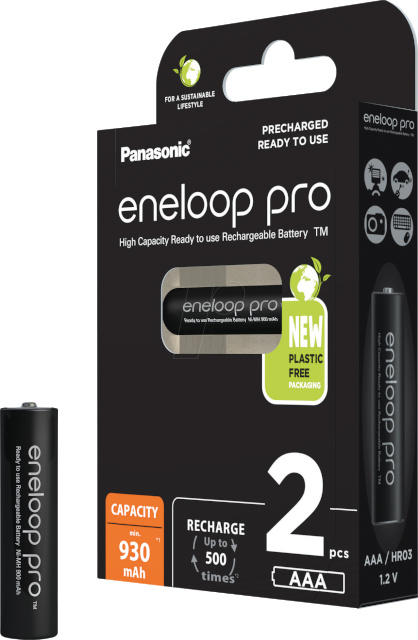 Panasonic AAA akud Eneloop Pro BK-4HCDE/2BE, 930 mAh, 500, 2xAAA