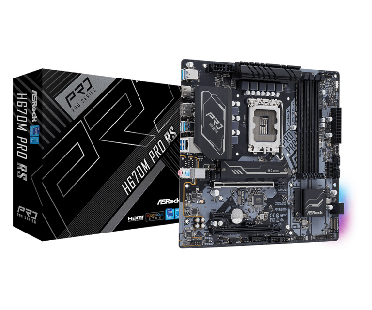 ASRock emaplaat H670M Pro RS Intel LGA1700 DDR4 mATX, 90-MXBHK0-A0UAYZ